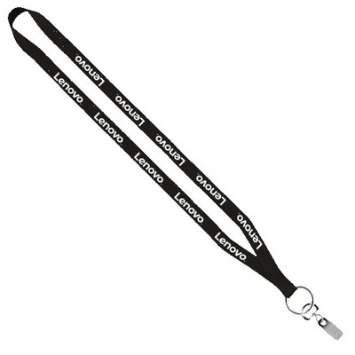 1/2" Polyester Lanyard with Sewn Metal Bulldog Clip